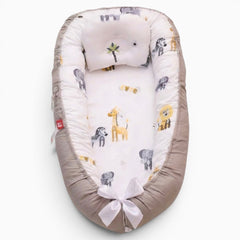 מיטת תינוק ניידת עם כרית BabyNest - BABITO, בדוגמת חיות, תמונה 1